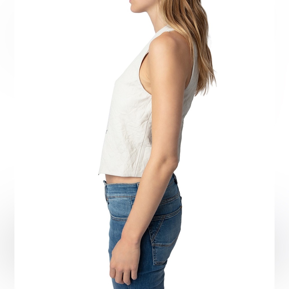 Zadig and Volitare Emilie Cuir Froisse / Crinkled Leather Vest - Picture 5 of 8